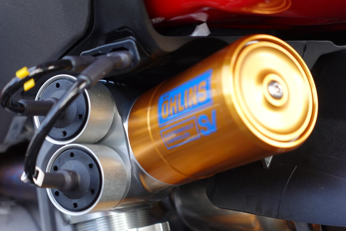 Öhlins rear suspension detailed and protected